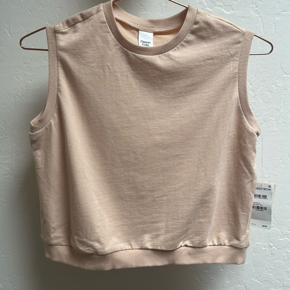 Girls sleeveless sweatshirt pale pink cotton jersey NWT 5